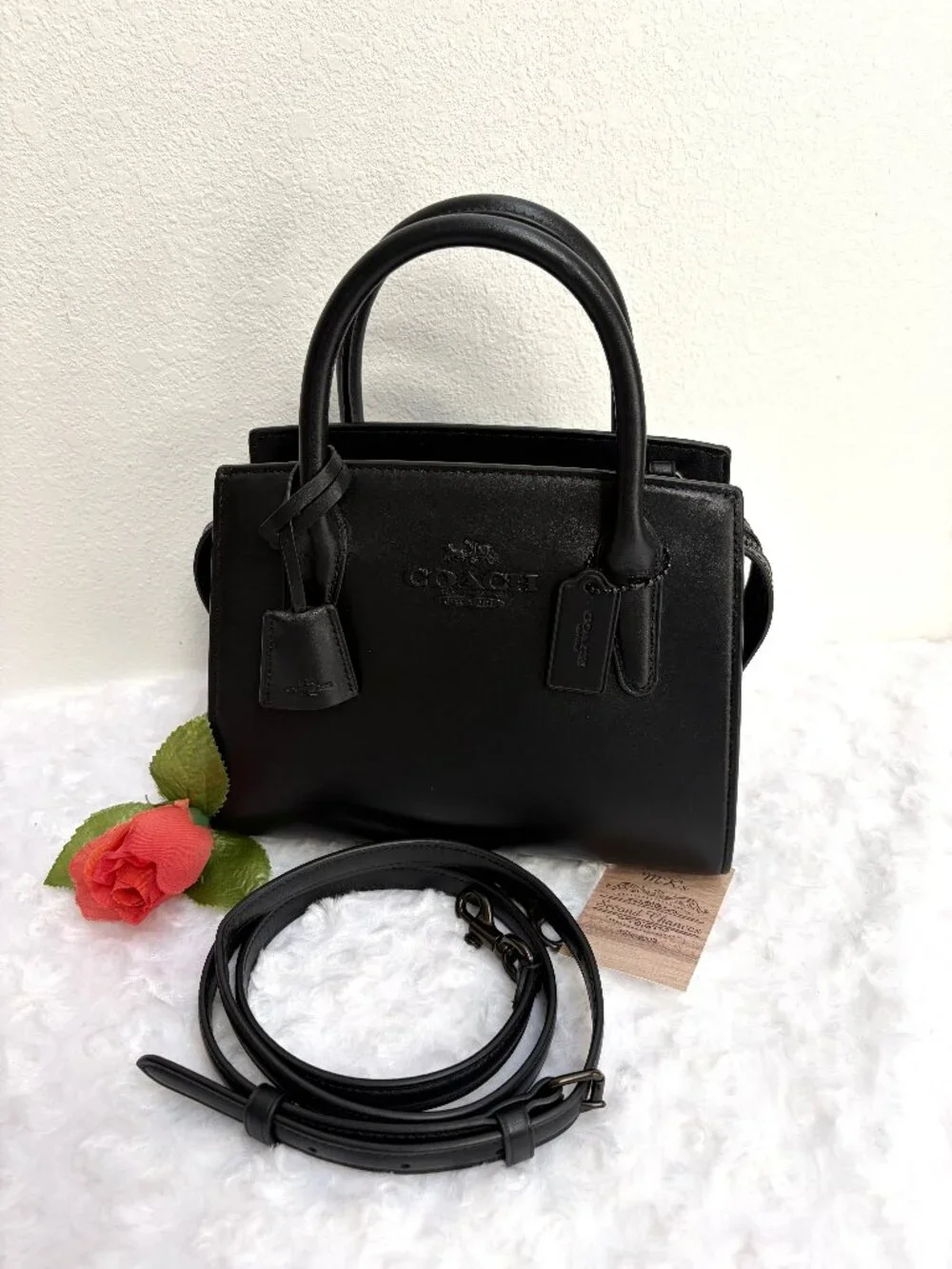 NWOT COACH Andrea Carryall Bag - Smooth Black Napa Leather - CP081 - MSRP $428